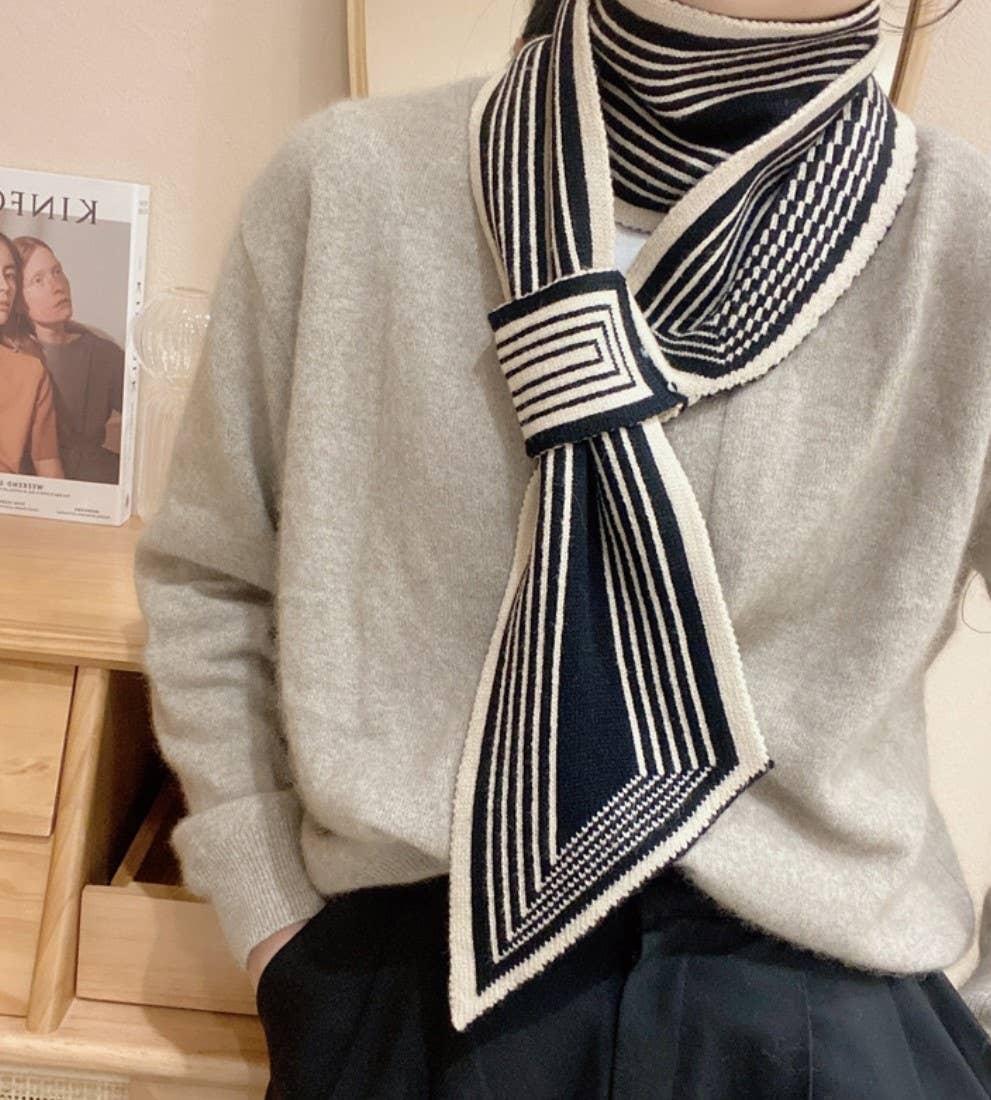 Sophie Scarf -Cross-Front Geometric Stripes Sophie Scarf