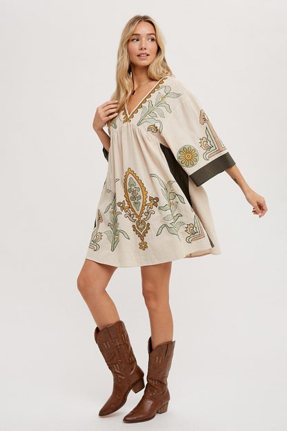 Sage Embroidered Dress