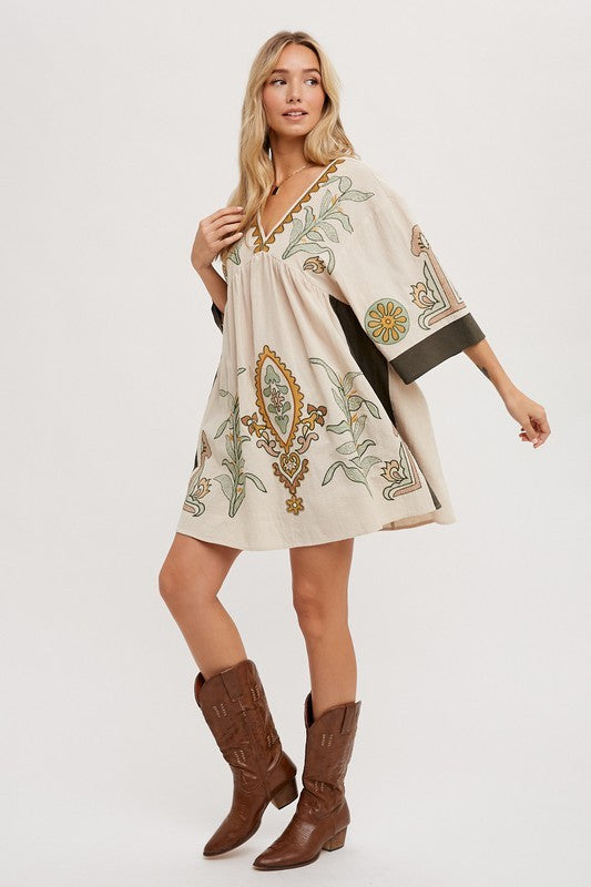 Sage Embroidered Dress