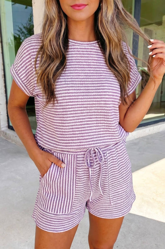 Textured Stripe Short Set