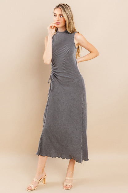 Ribbed Mock Neck Knit Maxi Dress