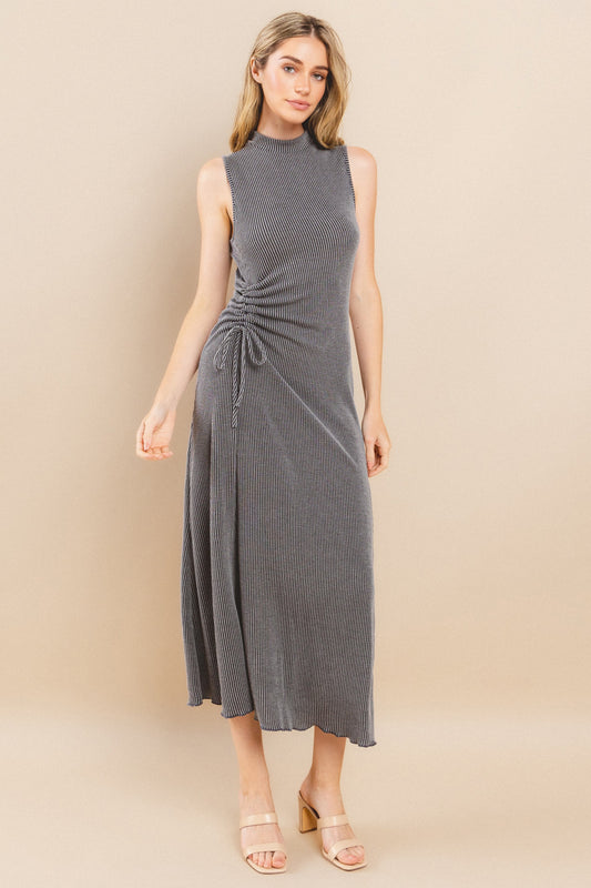 Ribbed Mock Neck Knit Maxi Dress