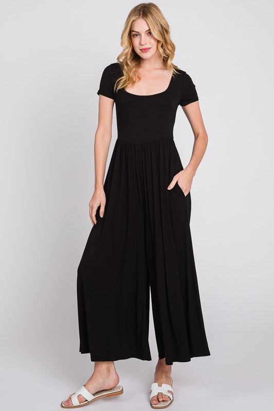 Round Neck Wide Leg Modal Jumpsuit