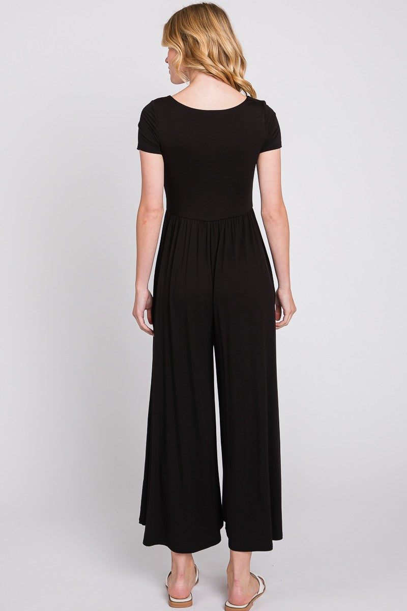 Round Neck Wide Leg Modal Jumpsuit