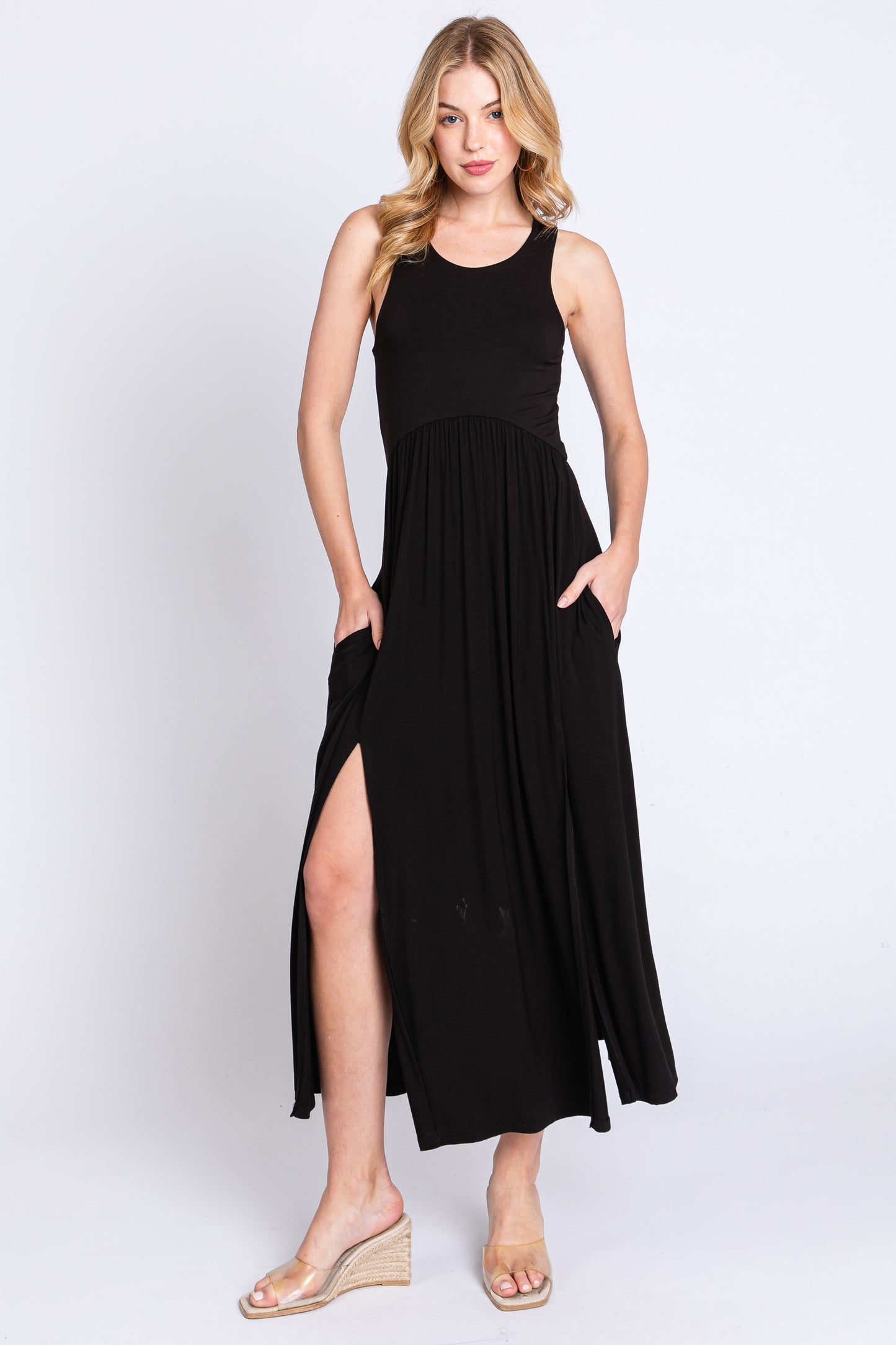 Sleeveless Slitted Midi Dress