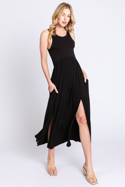 Sleeveless Slitted Midi Dress
