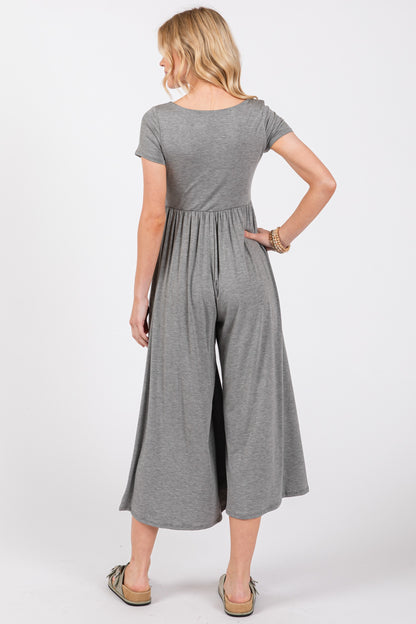 Round Neck Wide Leg Modal Jumpsuit