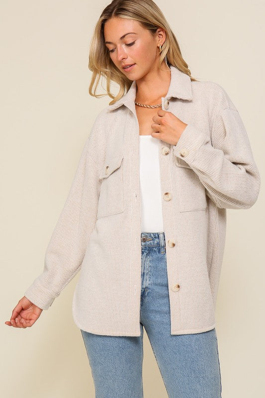 Cozy Brushed Waffle Oversized Shacket