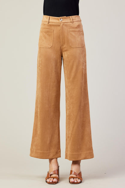 Faux Suede Wide Leg Pant
