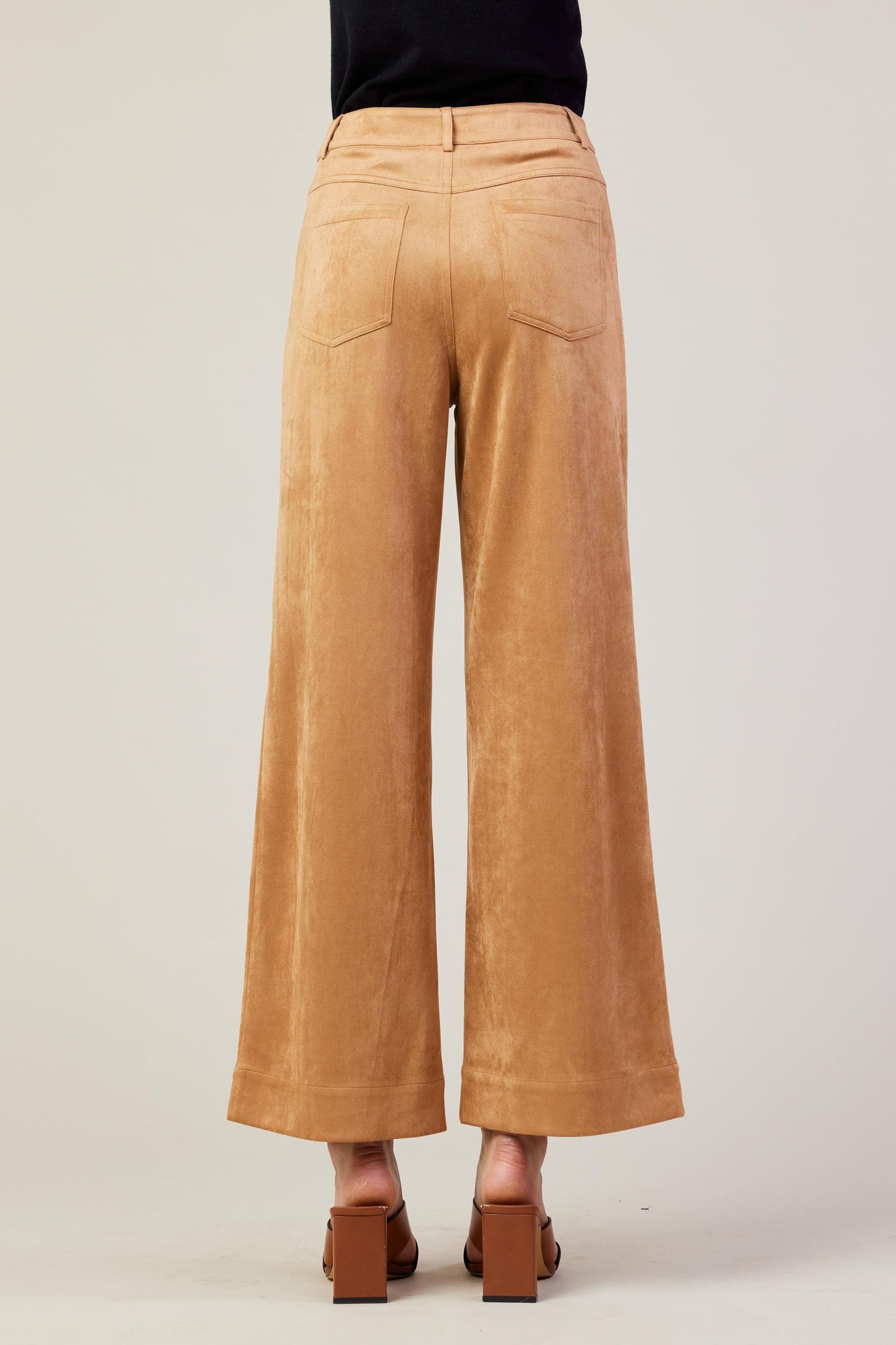 Faux Suede Wide Leg Pant
