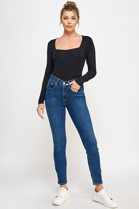 Long Sleeve Square Neck Contour Bodysuit