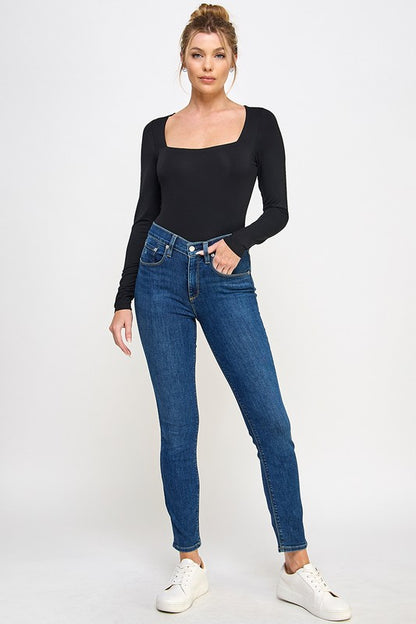 Long Sleeve Square Neck Contour Bodysuit