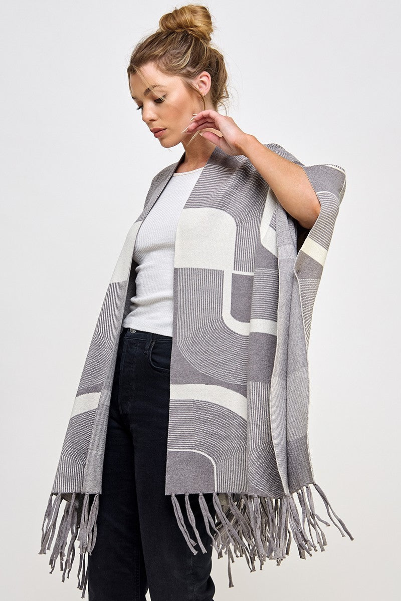 Zen Geo Fringed Pancho