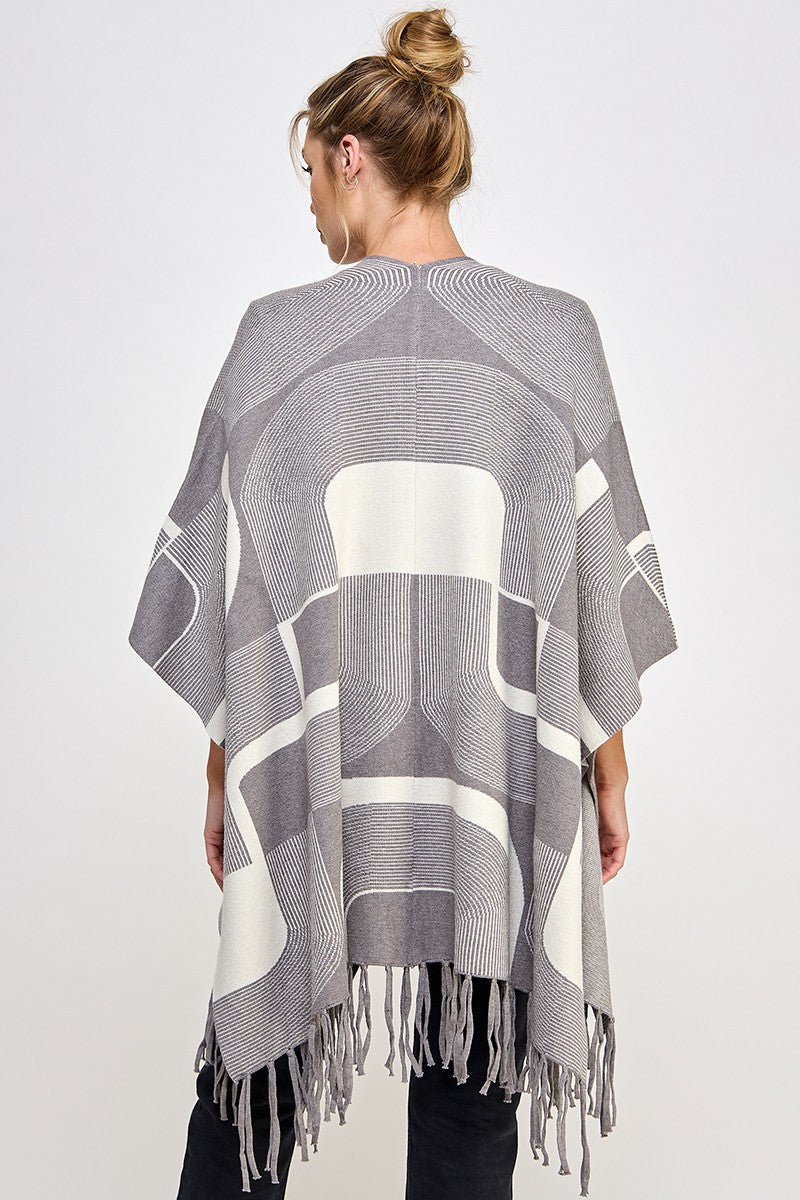 Zen Geo Fringed Pancho