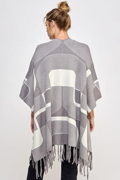 Zen Geo Fringed Pancho