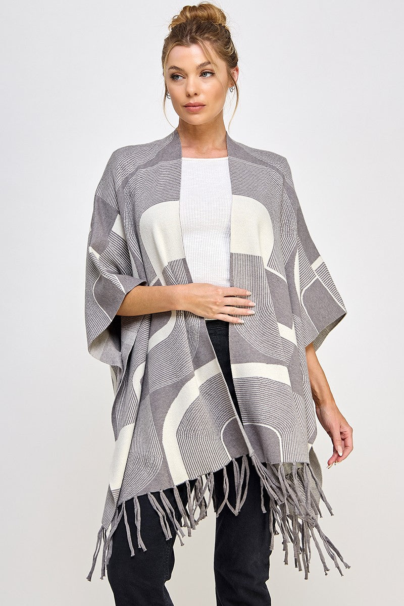 Zen Geo Fringed Pancho