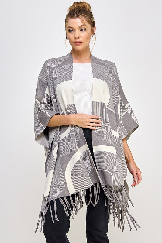 Zen Geo Fringed Pancho