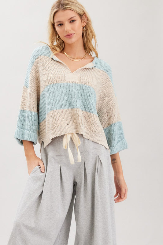 Striped Design Patch Sweater