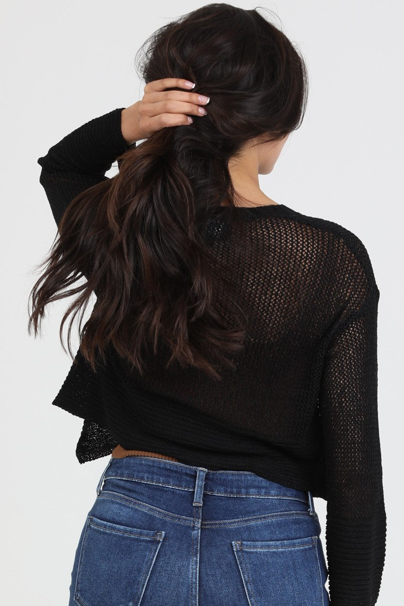 Sequin Fishnet Cardigan Black