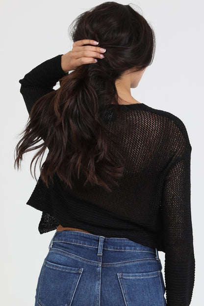 Sequin Fishnet Cardigan Black