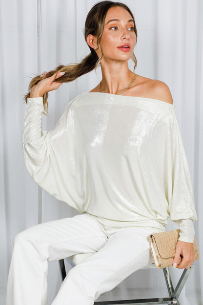 Dolman Metallic Foil Knit Top