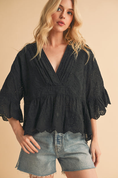 Pearl Eyelet Top