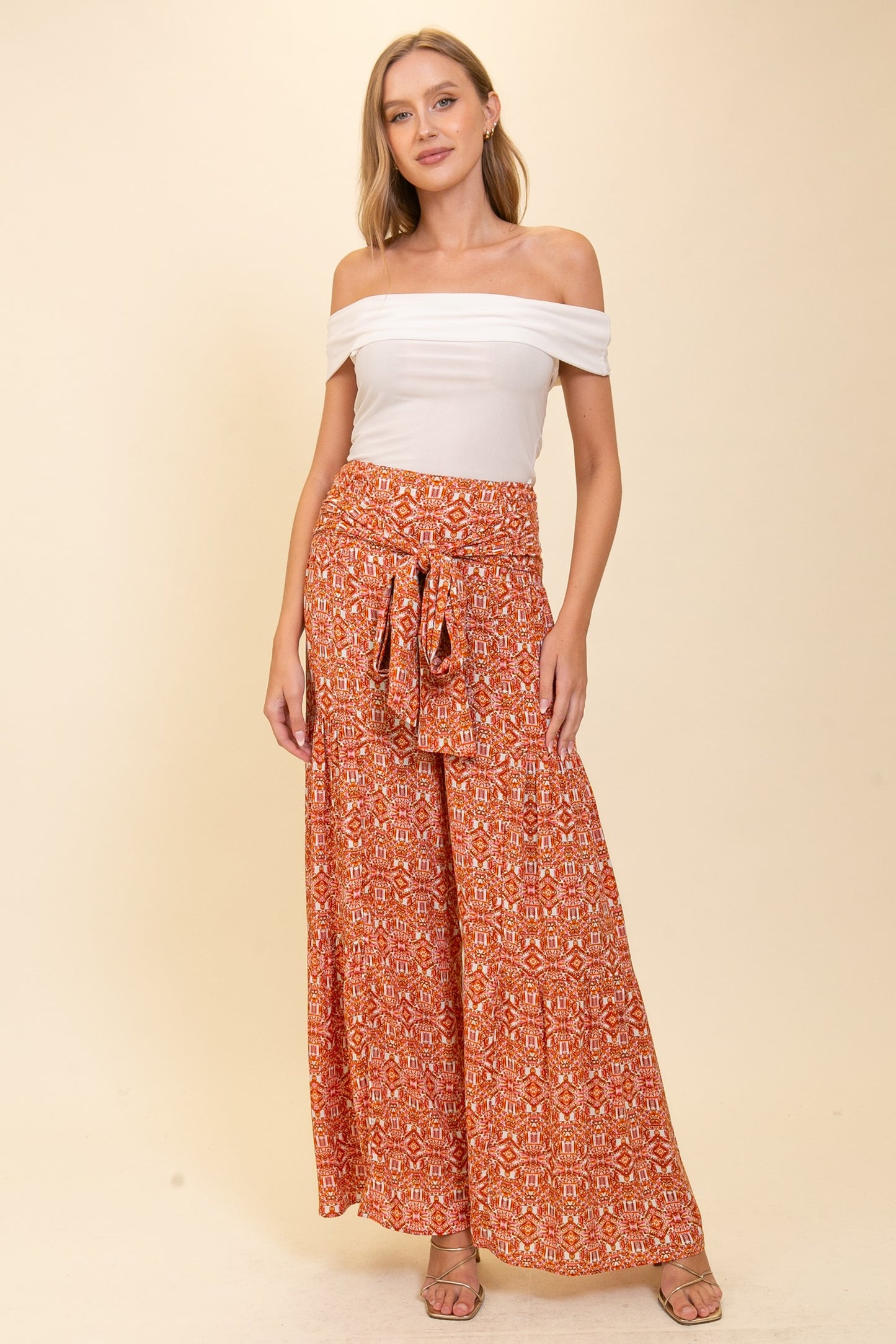 Boho Gypsy Print Wide Leg Pants