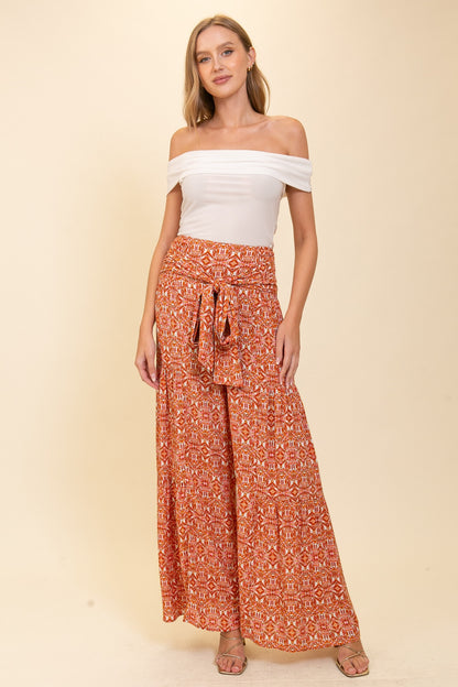 Boho Gypsy Print Wide Leg Pants