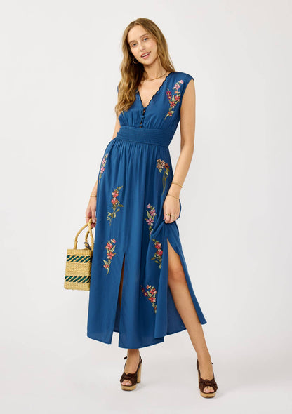Floral Scalloped Embroidered Maxi Dress