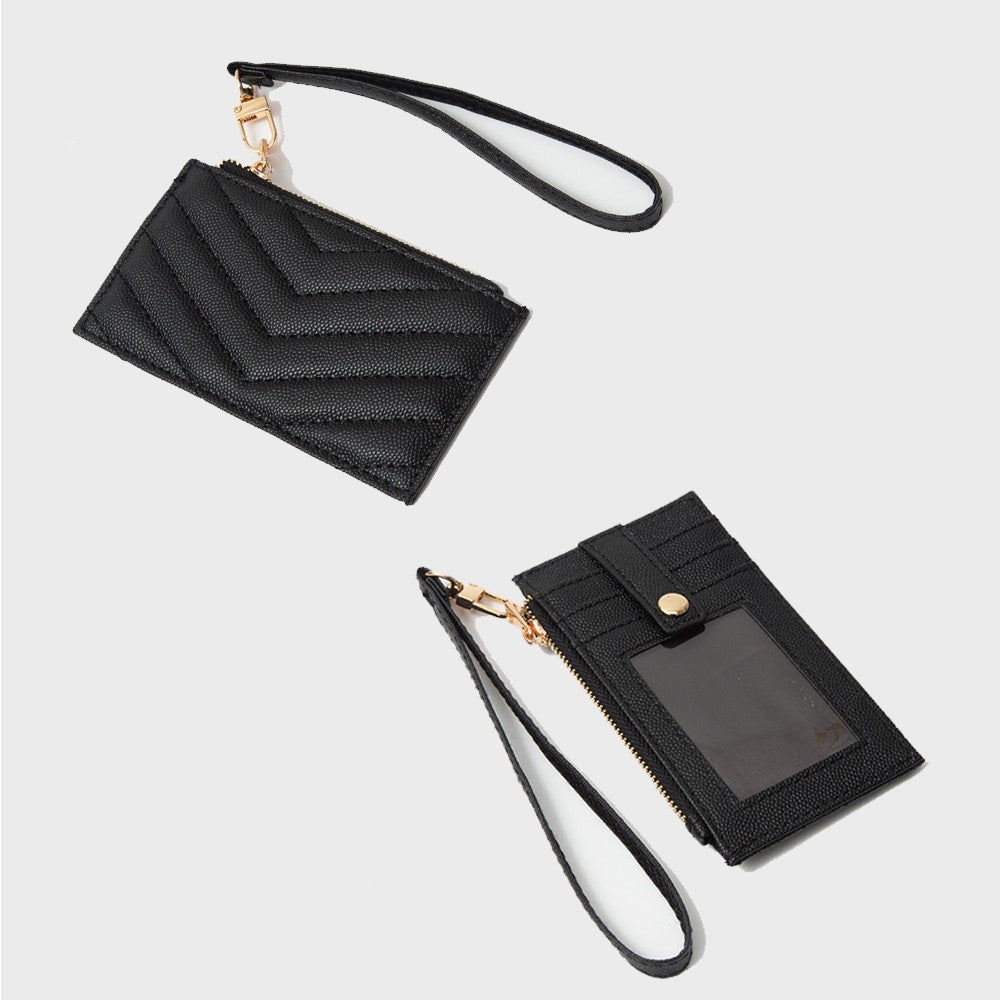 Chevron Slim Cardholder Wallet With Wristlet