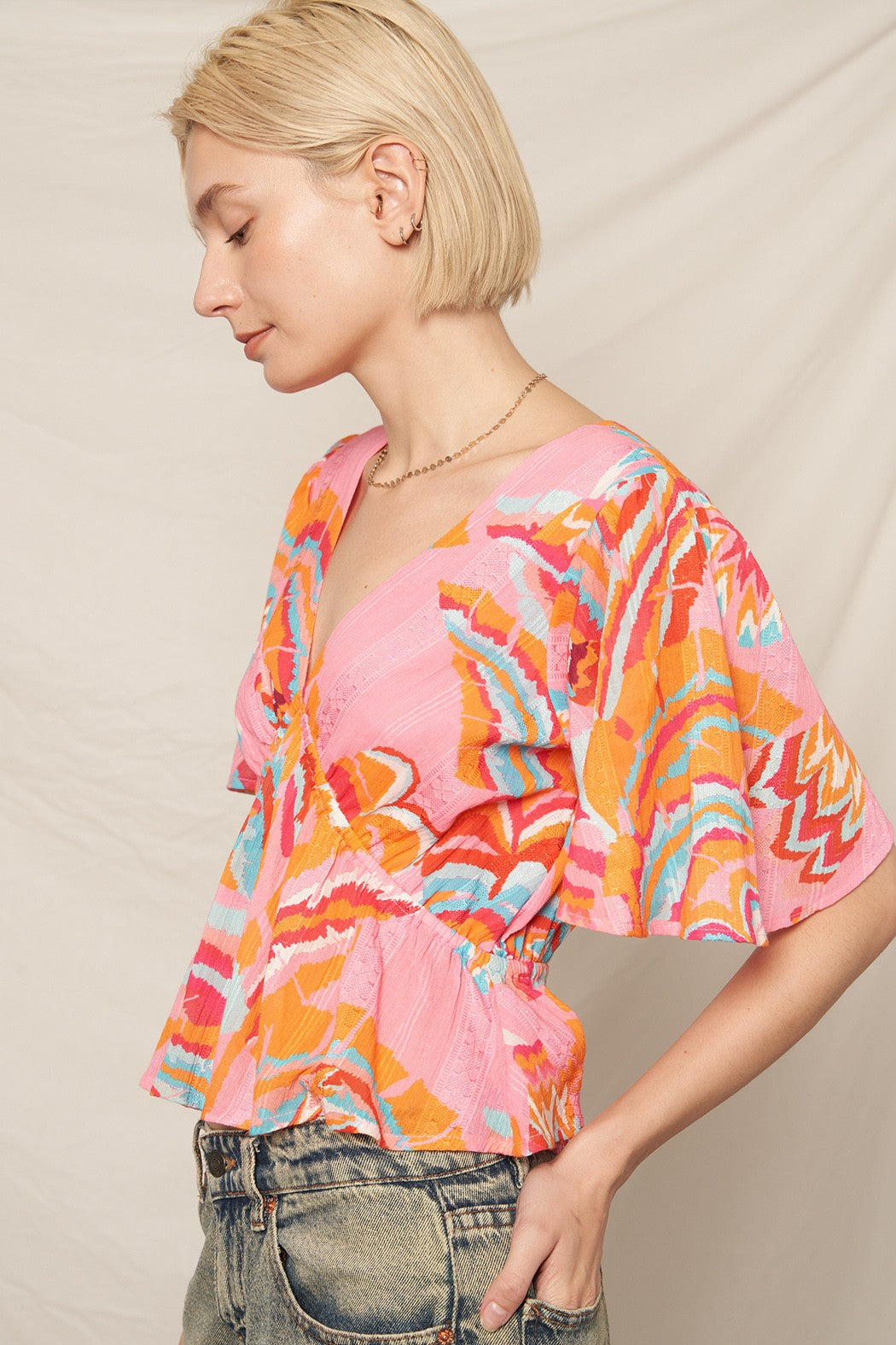Flirt & Flutter V-Neck Top