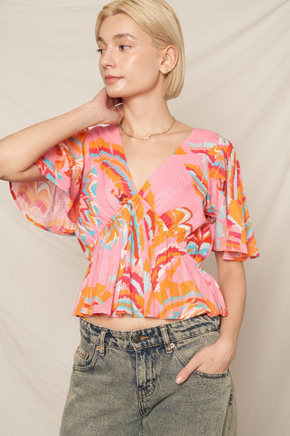 Flirt & Flutter V-Neck Top