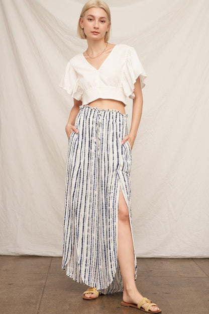 Front Slit Striped Pants