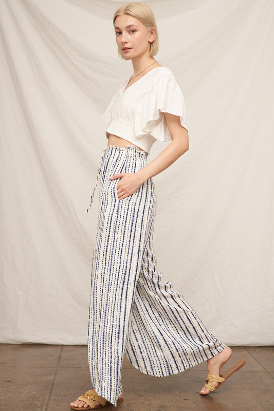 Front Slit Striped Pants
