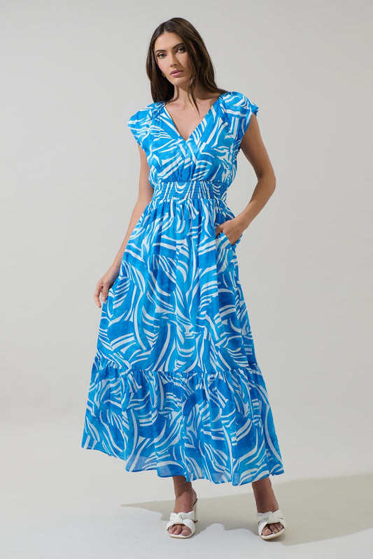 Canton Tropics Smocked Maxi Dress