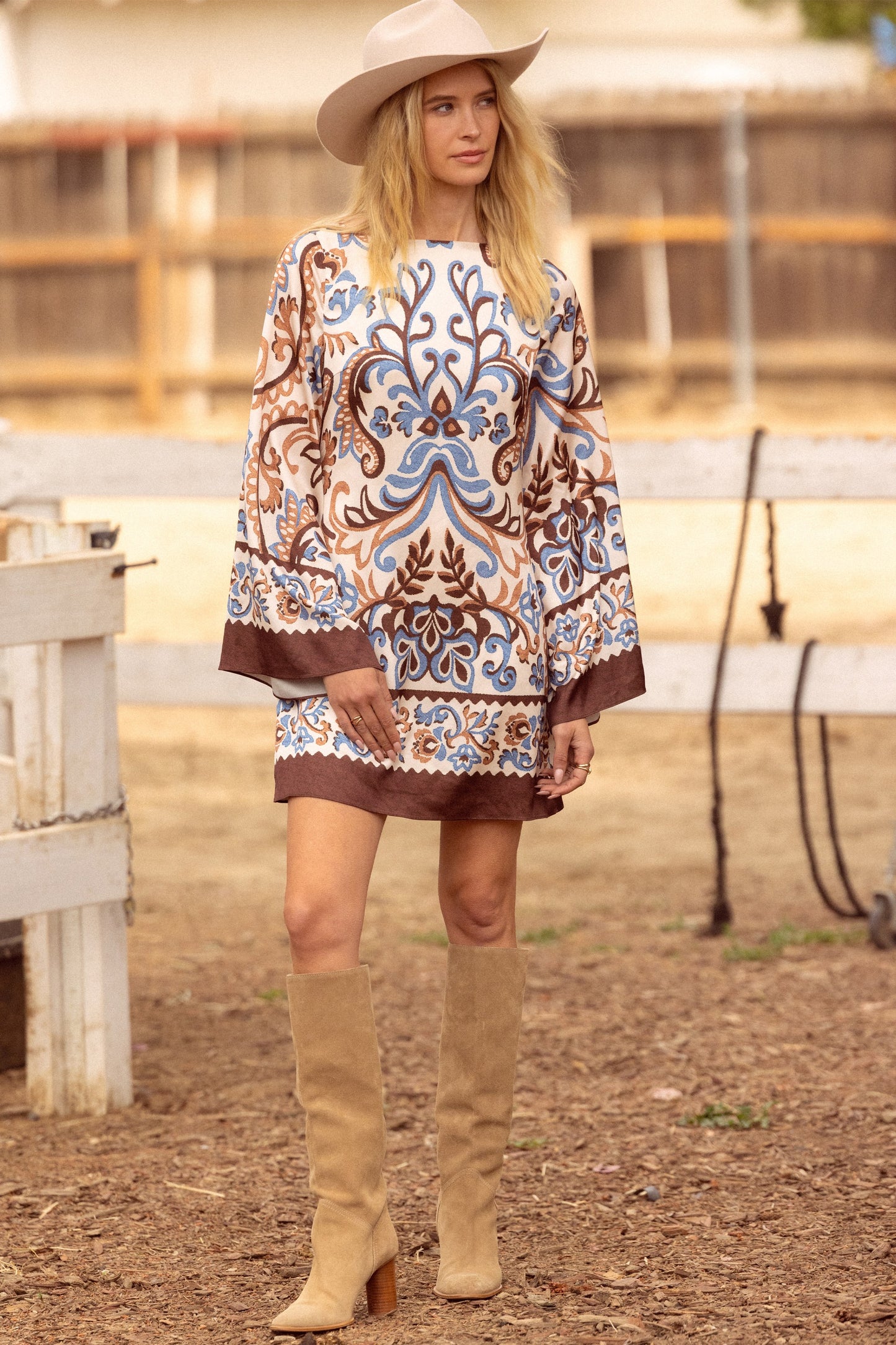 Border Print Mini Dress