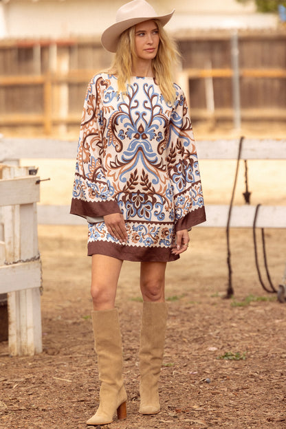 Border Print Mini Dress