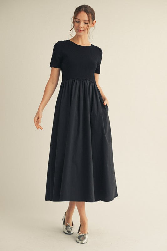 Solid Fabric Mixed Maxi