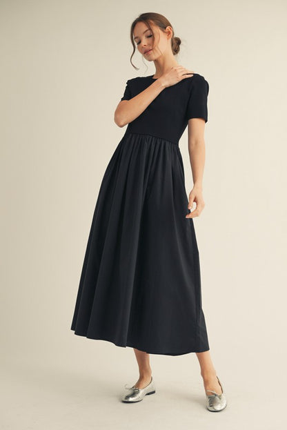Solid Fabric Mixed Maxi