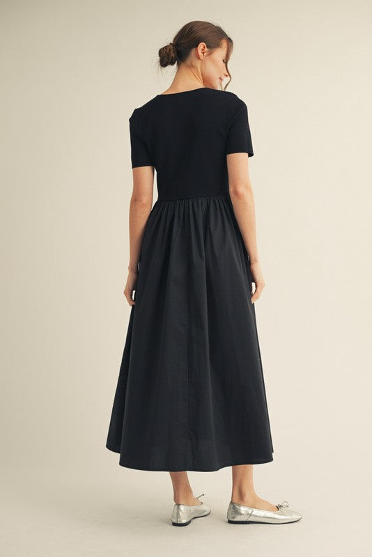 Solid Fabric Mixed Maxi