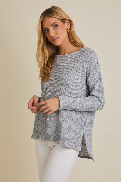 Long Sleeve Boat Neck Side Slit