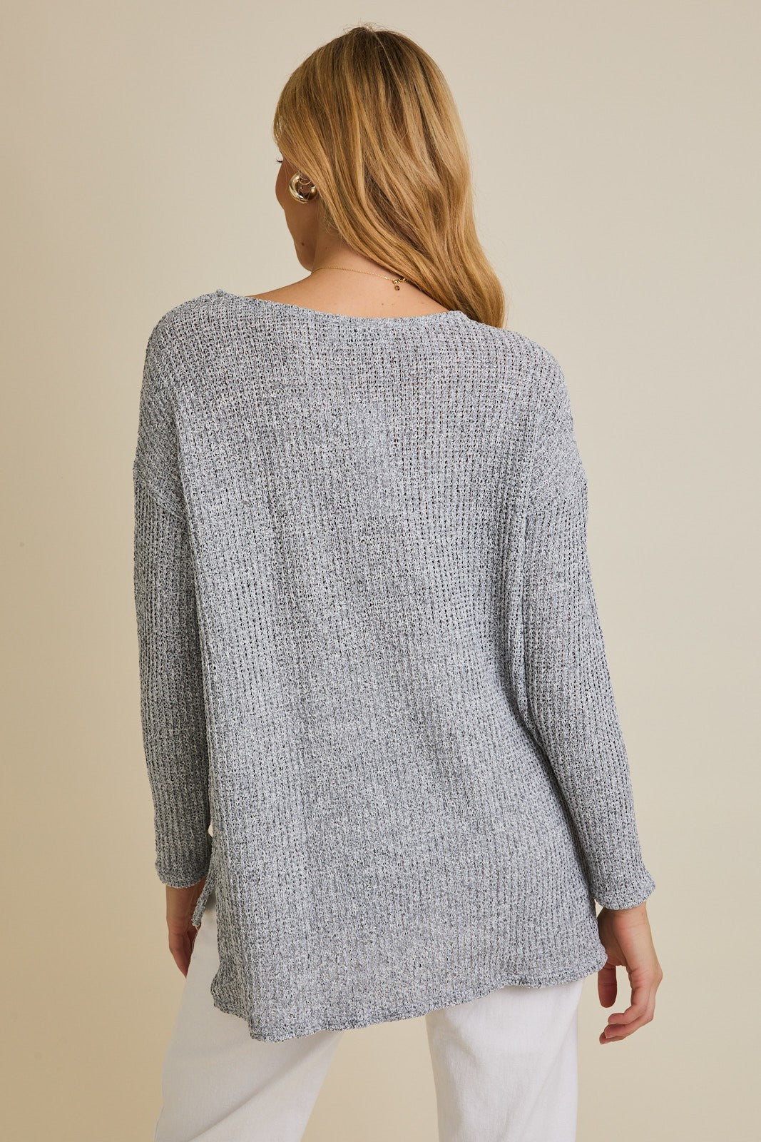 Long Sleeve Boat Neck Side Slit
