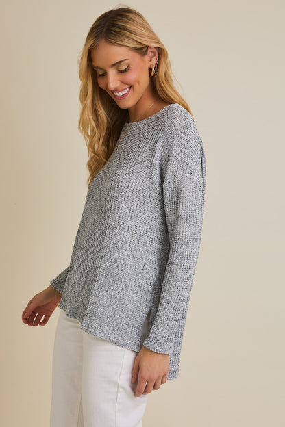 Long Sleeve Boat Neck Side Slit