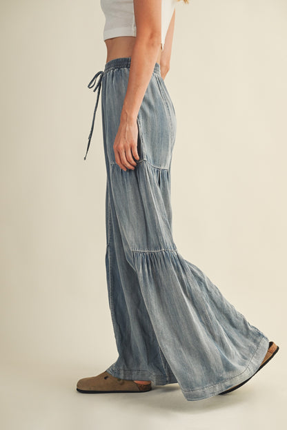 Voluminous Tiered Wide Silhouette Tencel Pant