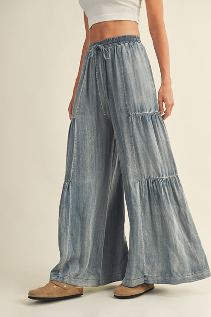 Voluminous Tiered Wide Silhouette Tencel Pant