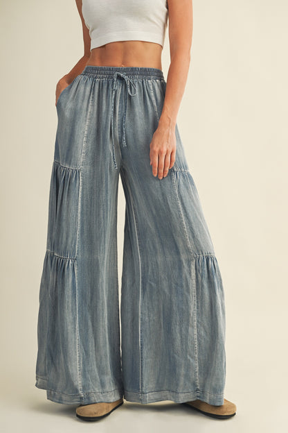 Voluminous Tiered Wide Silhouette Tencel Pant
