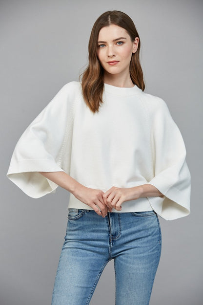 Short Wide Slv Crew Neck Sweater