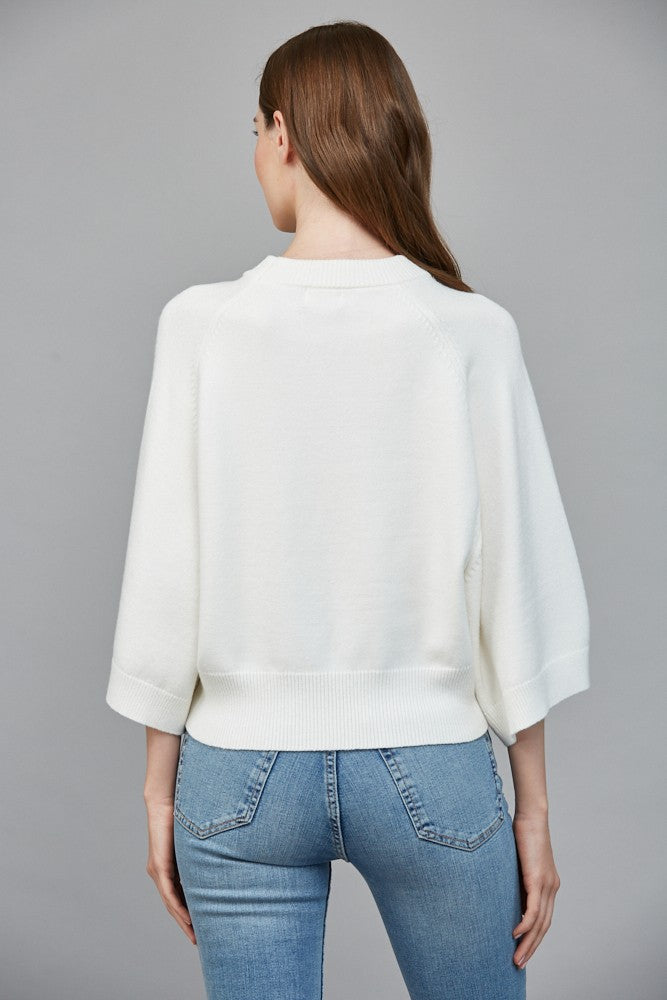 Short Wide Slv Crew Neck Sweater