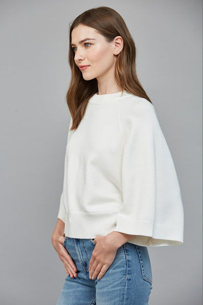 Short Wide Slv Crew Neck Sweater