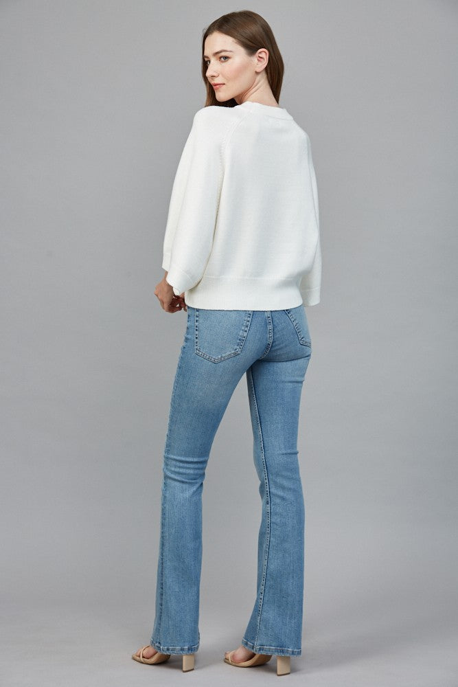 Short Wide Slv Crew Neck Sweater
